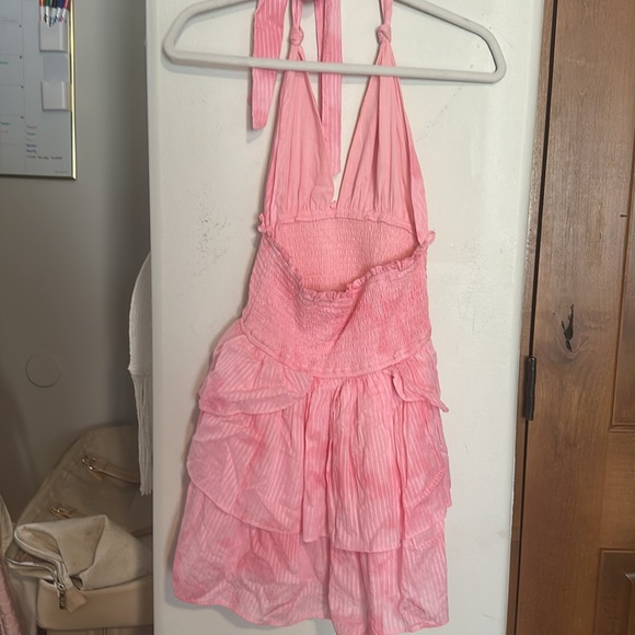 Pink Halter Ruffle Dress - Picture 2 of 3